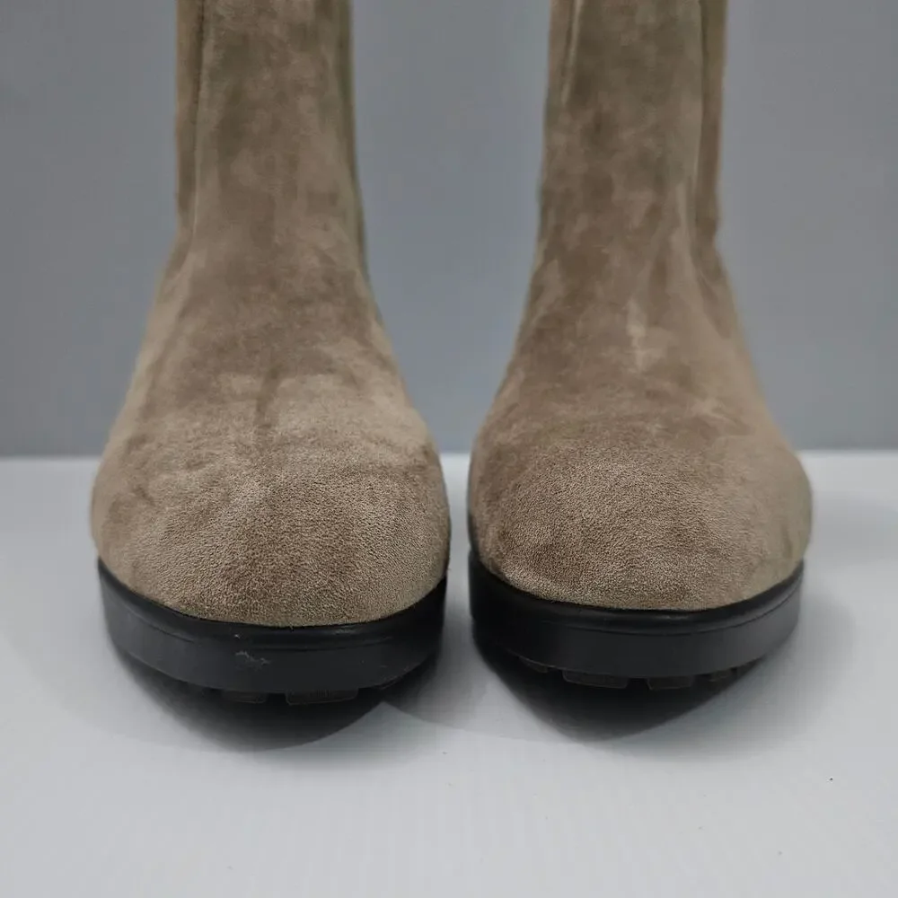Donald Pliner Italia Ankle Boot Womens 9 Biscotti Tan Suede Stiletto Heel NEW